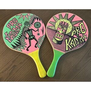 Pro Kadima Wooden Native Neon Paddle Racquet Ball Sport‎ Design Pair